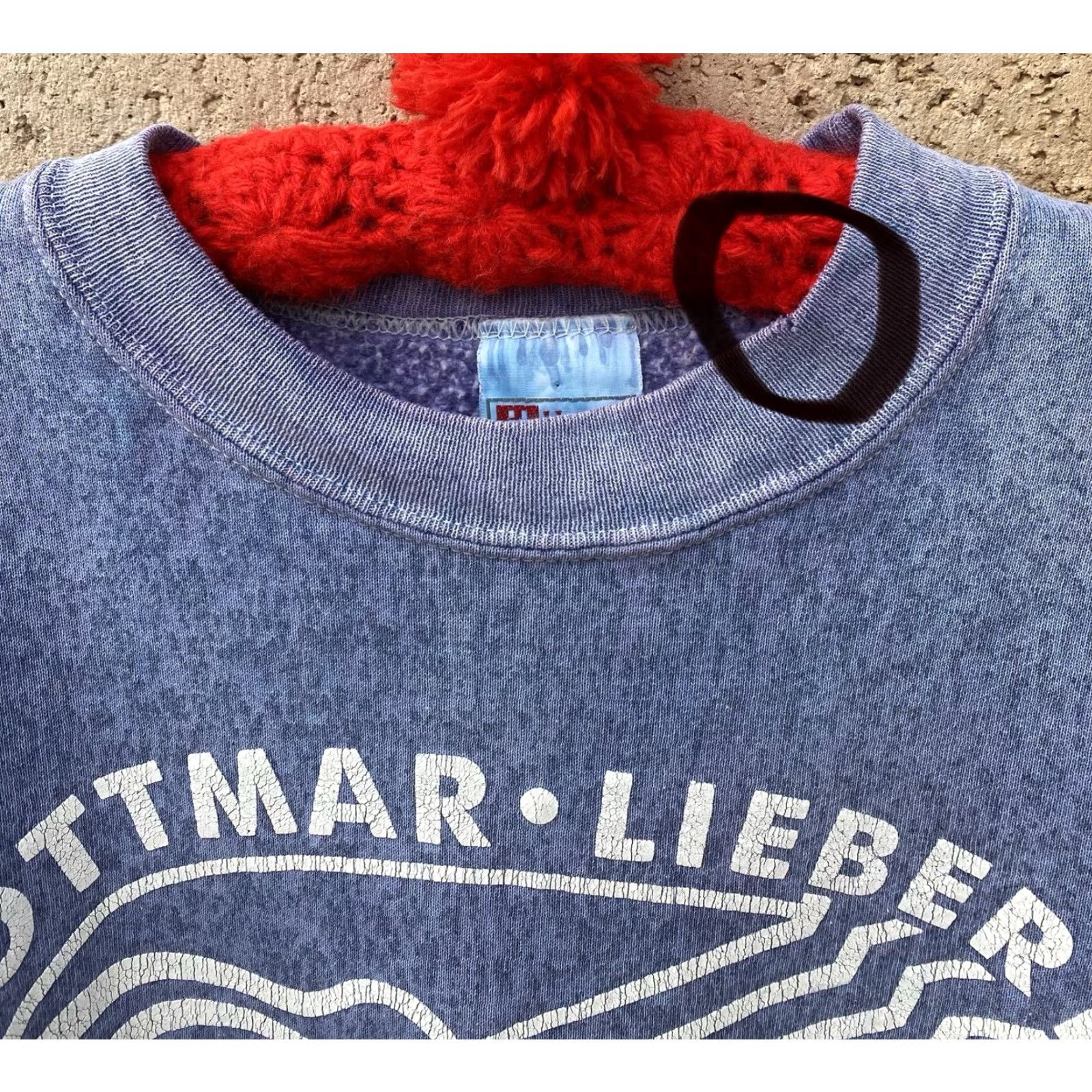 Hanes VINTAGE Hanes Sweatshirt Ottmar Liebert Luna Negra Graphic Print XL Blue Hanes Heavyweight Size US XL / EU 56 / 4 - 6 Thumbnail