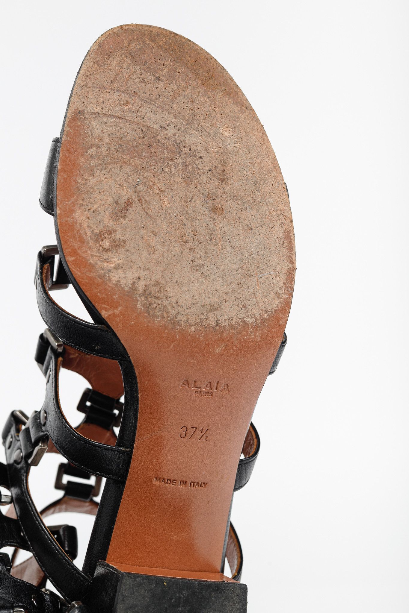 Alaia Alaia Black Leather Strappy Studded Sandals Size US 7 / IT 37 - 5 Thumbnail