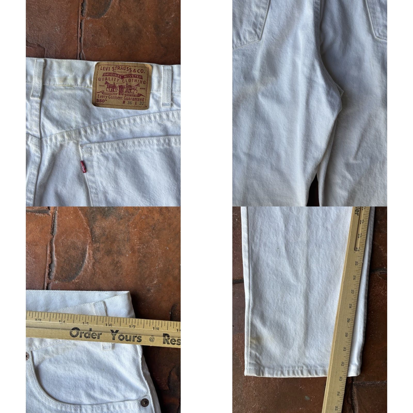 Levi's VINTAGE Levi's 550 Jeans Mens 36x32 White Beige 90s USA Relaxed Fit 5-Pocket Denim Size US 36 / EU 52 - 9 Thumbnail