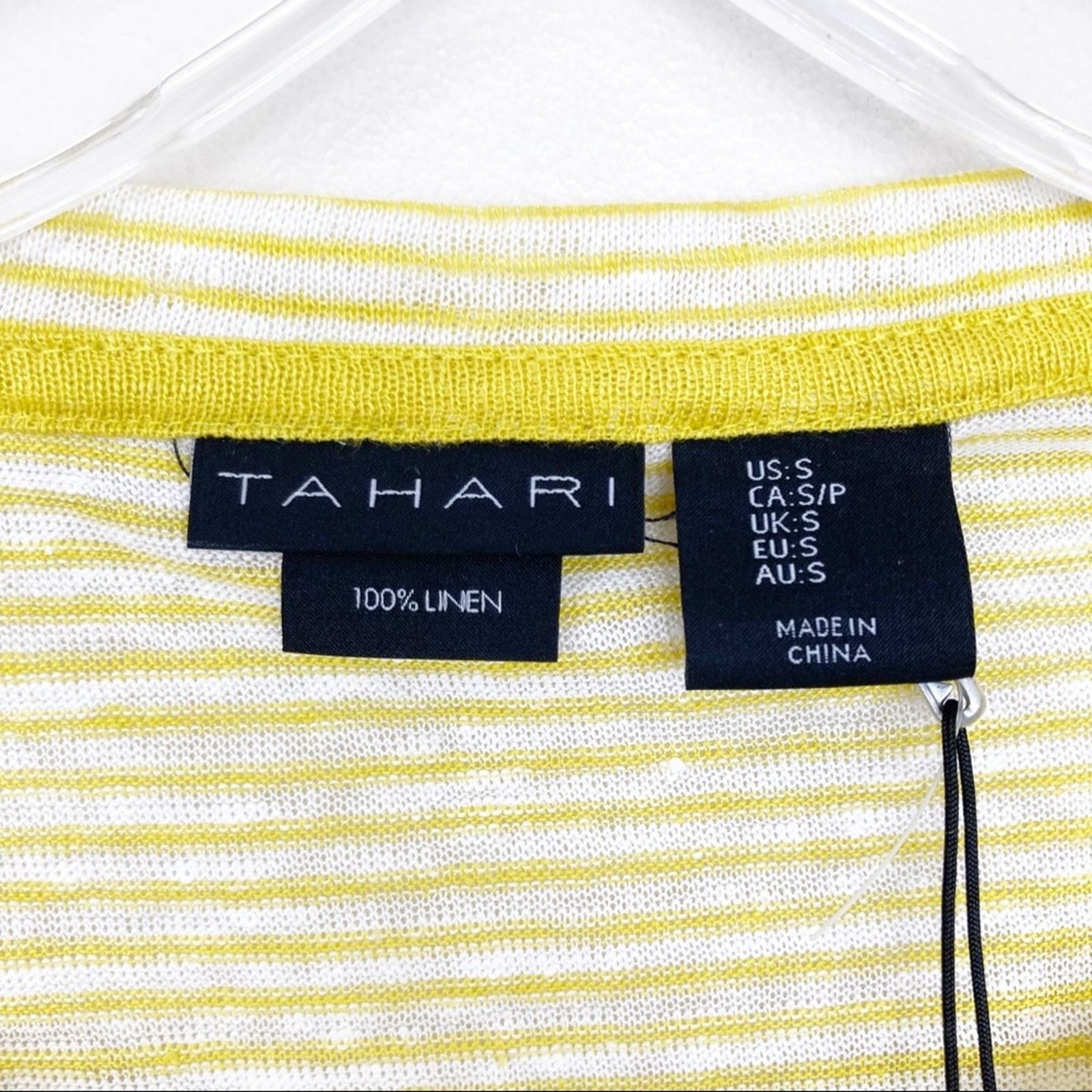 Other Tahari 100% Linen Yellow Striped Short Sleeve Shirt Sz S Size S / US 4 / IT 40 - 2 Thumbnail
