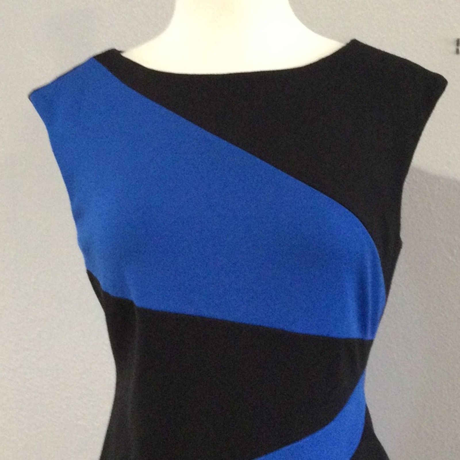 Calvin Klein Calvin Klein Black & Blue Sleeveless Zipper Pencil Dress 8 Size M / US 6-8 / IT 42-44 - 2 Thumbnail