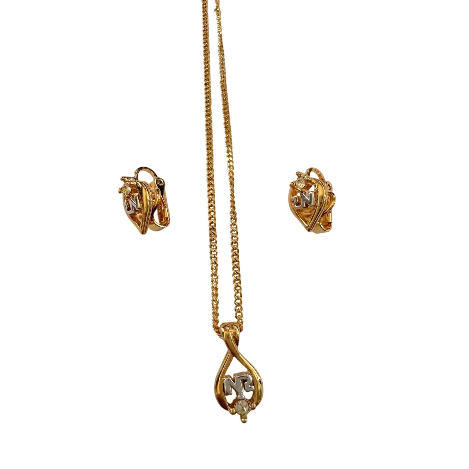 Nina Ricci Nina Ricci Necklace nad Earrings Set NR Rhinestone Size ONE SIZE - 7 Thumbnail