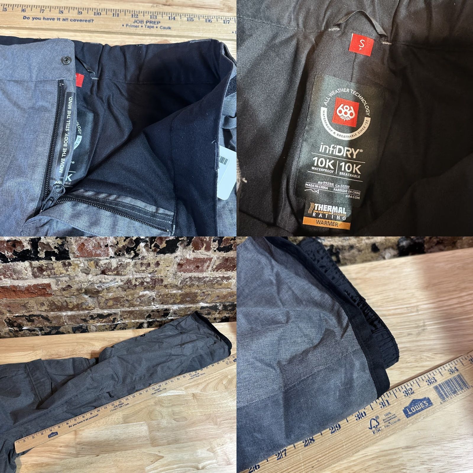 686 686 Snow Pants Mens Small Gray InfiDRY 10K Waterproof Insulated Cargo Ski Size US 29 - 9 Thumbnail