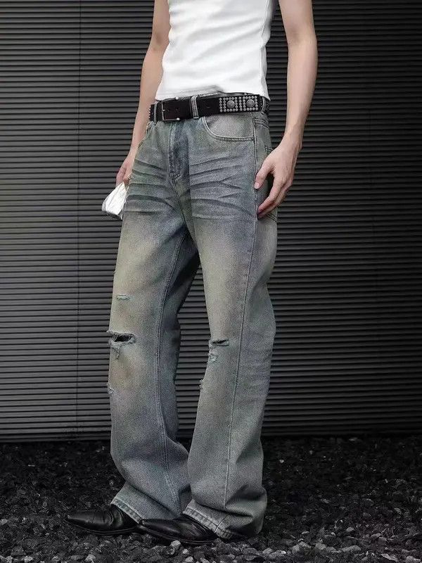 Japanese Brand VIBE vintage washed ripped bootcut baggy jeans Size US 31 - 3 Thumbnail