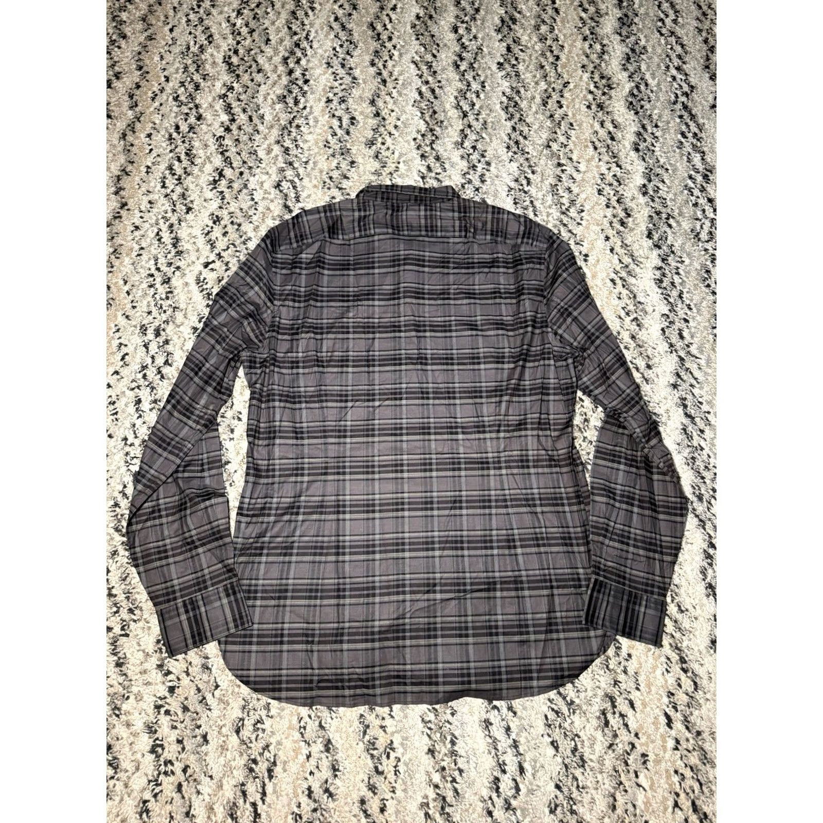 John Varvatos John Varvatos Star USA Luxe Grey Plaid Button Down Shirt LARGE Regular Fit Mens Size US L / EU 52-54 / 3 - 5 Thumbnail
