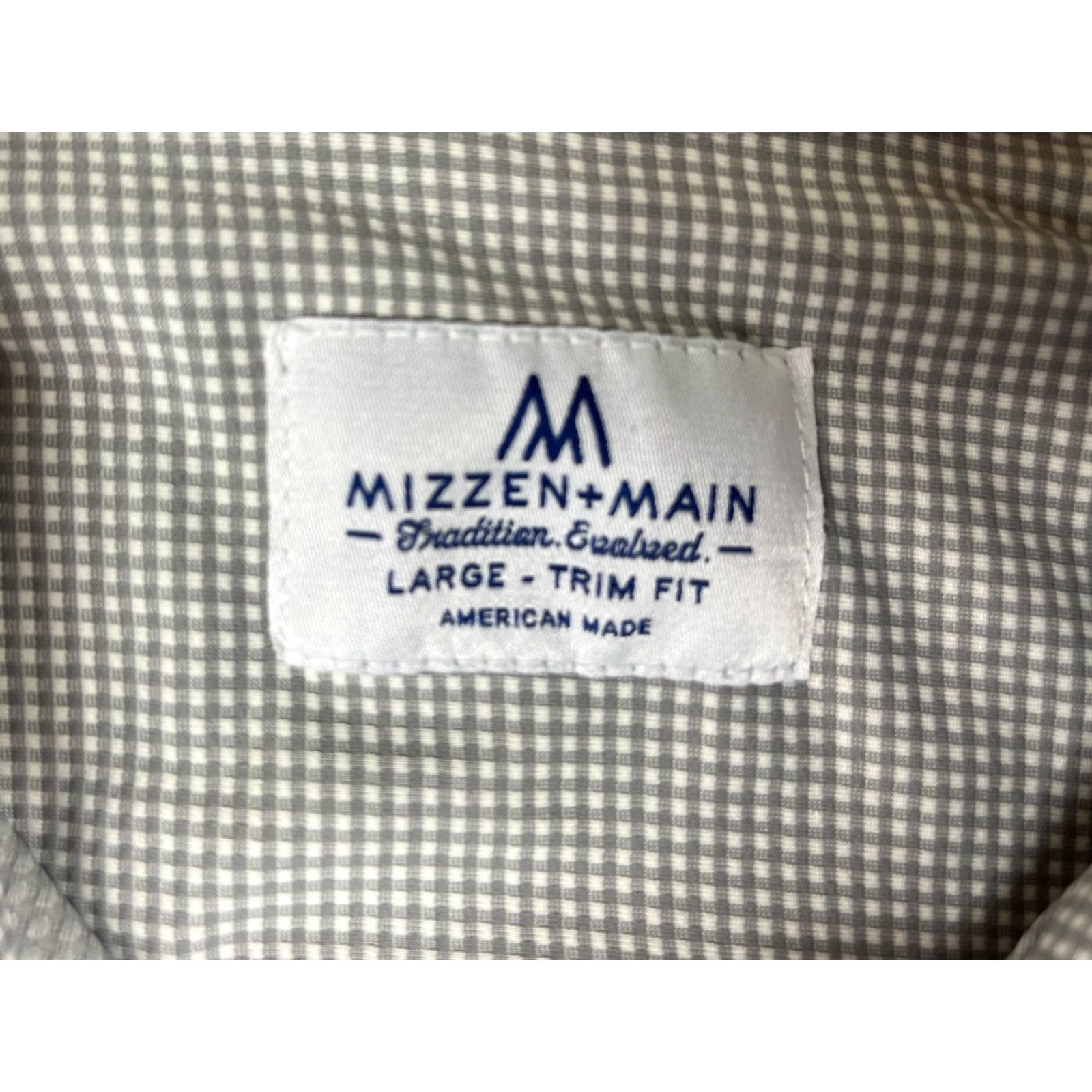 Mizzen+Main Mizzen+Main Button-Up Shirt Long Sleeve Trim Fit Sz L Gingham Gray Mens Shirt Size US L / EU 52-54 / 3 - 5 Thumbnail