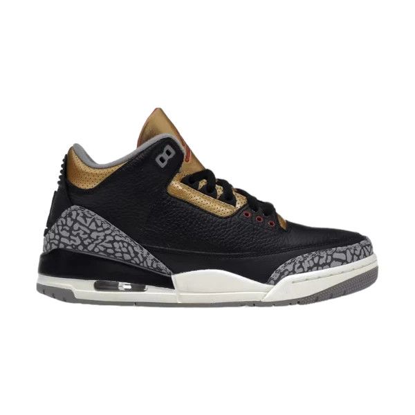 image of Jordan Brand 3 Retro Black Cement Gold (Used) Shoes, Women's (Size 9)