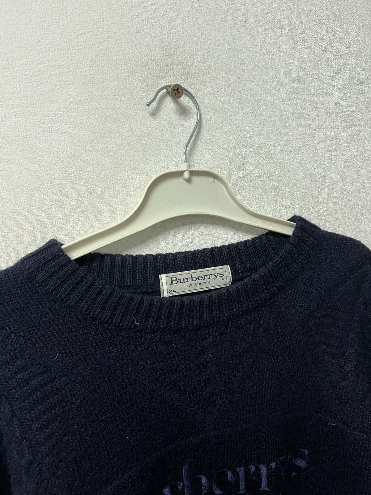 Burberry Vintage BURBERRYS Logo Wool Sweater Sweatshirt Big Logo Size US XL / EU 56 / 4 - 3 Thumbnail