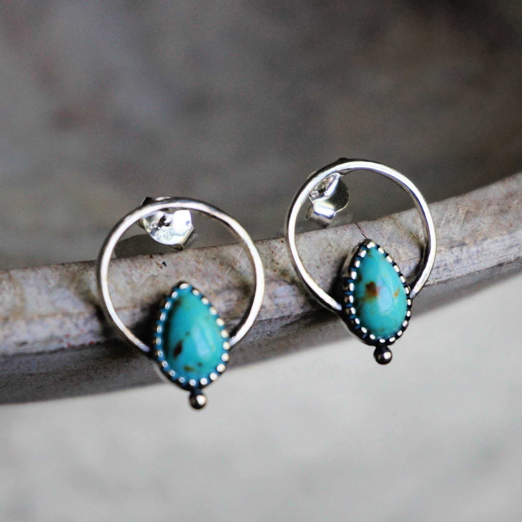 Other Bohemian Bliss Turquoise Sterling Silver Hoops Stud Earrings Size ONE SIZE - 9 Thumbnail