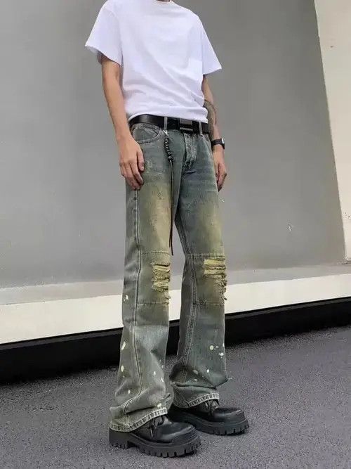 Japanese Brand × Jean Retro nostalgic washed ripped jeans with splashes of ink Size US 32 / EU 48 - 4 Thumbnail