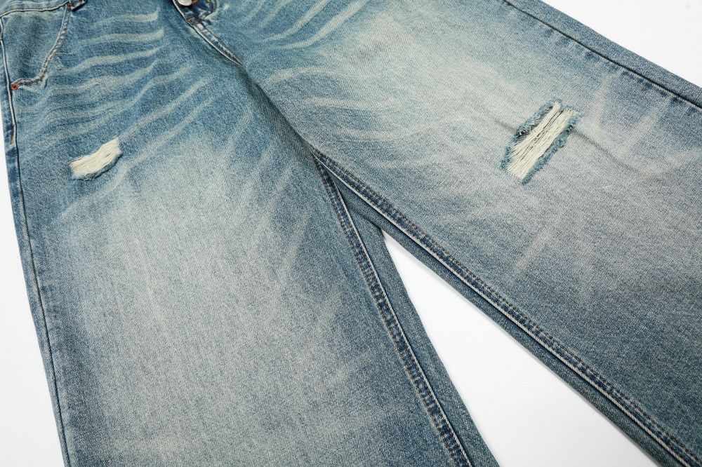 Japanese Brand × Jean Men's loose distressed straight-leg ripped washed jeans Size US 32 / EU 48 - 4 Thumbnail