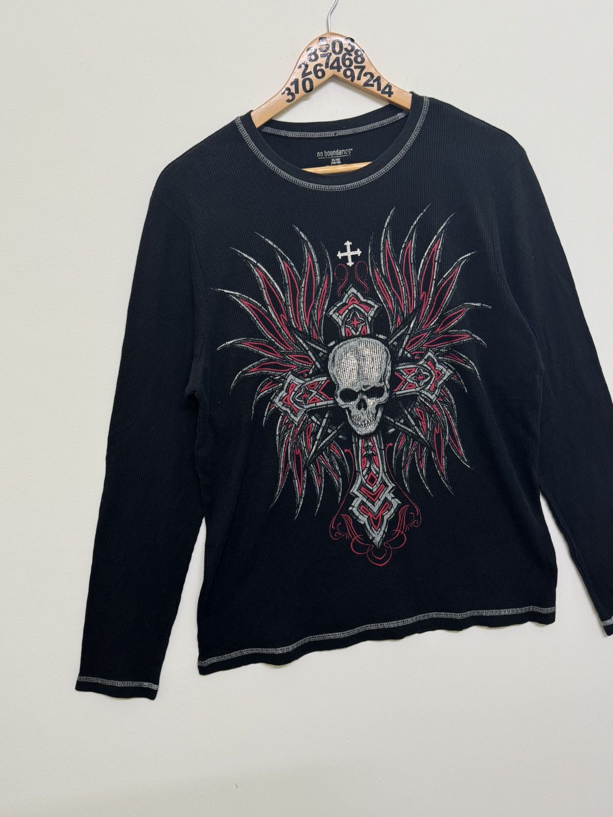 Affliction No Boundaries Skull Cross and Wing Design Black Long Sleeve Size US L / EU 52-54 / 3 - 3 Thumbnail