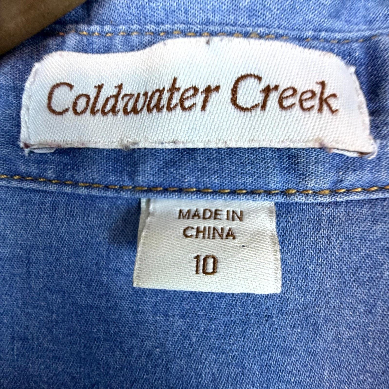 Coldwater Creek Coldwater Creek Denim Shirt Blue Western Cowgirl Pearl Snap Size L / US 10 / IT 46 - 4 Thumbnail