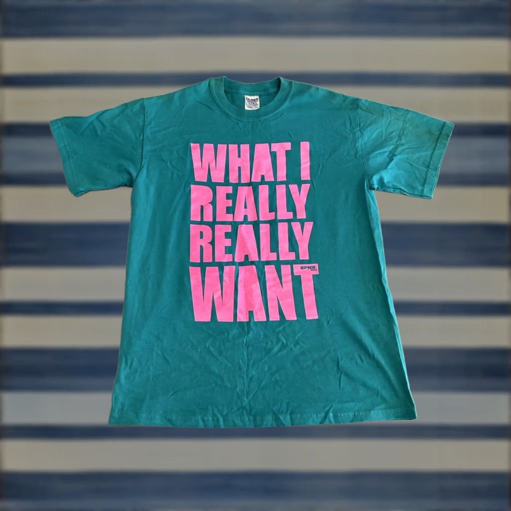 Gildan VINTAGE Spice Girls What I Really Really Want Wannabe T-Shirt Men M Green 90s Music Graphic Print Crew Neck Short Sleeve Gildan Cotton Size US M / EU 48-50 / 2 - 1 Thumbnail