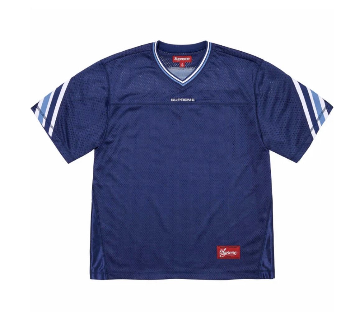 Supreme × Vintage Supreme Jacquard Rib Football Jersey Navy Blue Size US M / EU 48-50 / 2 - 2 Thumbnail