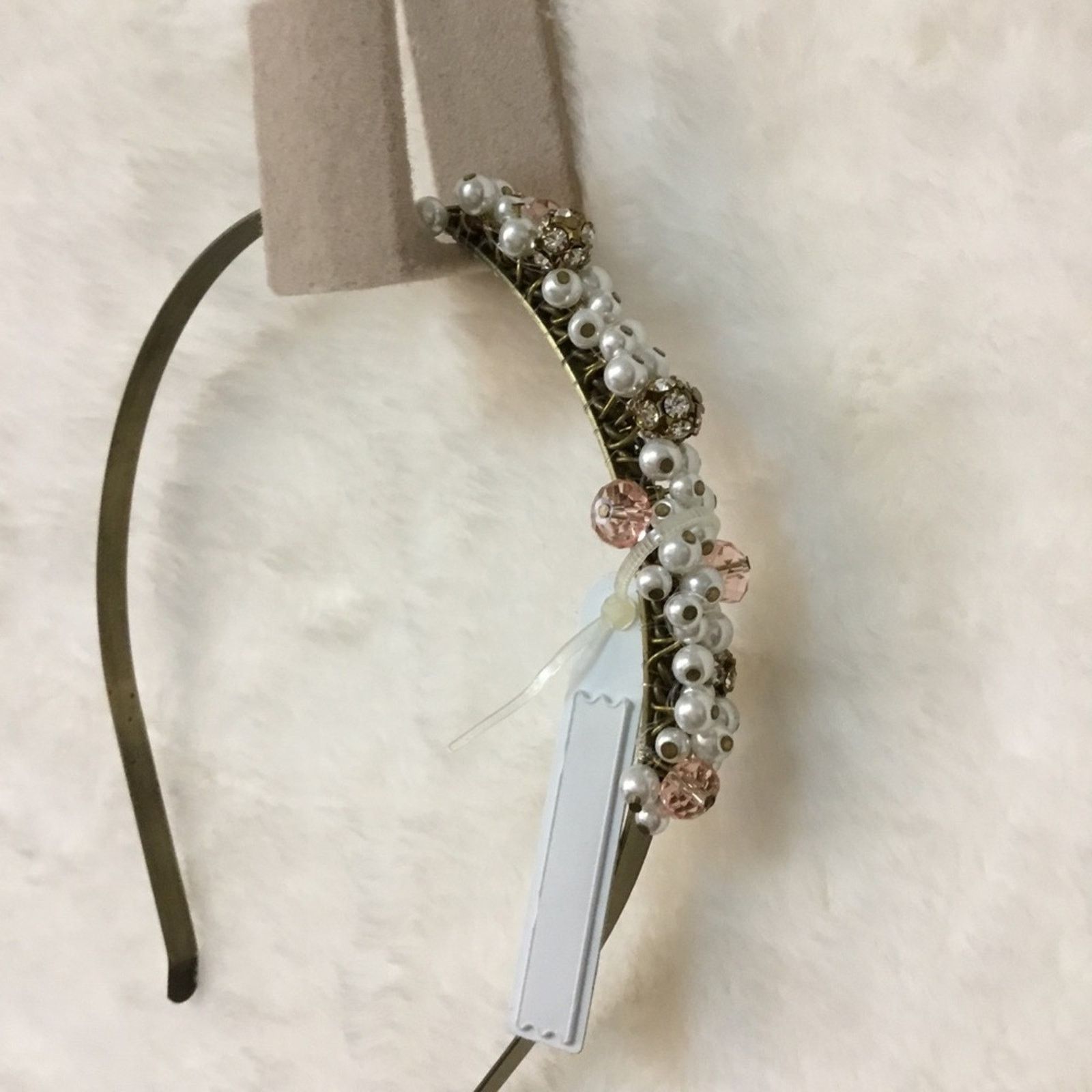 Other Pink & White Beaded Headband Size ONE SIZE - 8 Thumbnail