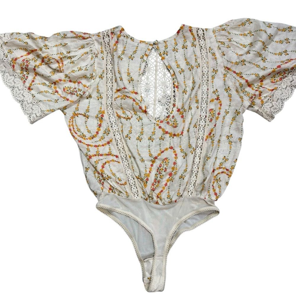 Free People NWT New $128 Free People Bali Tate Tapioca Bodysuit Size XS Size XS / US 0-2 / IT 36-38 - 4 Thumbnail
