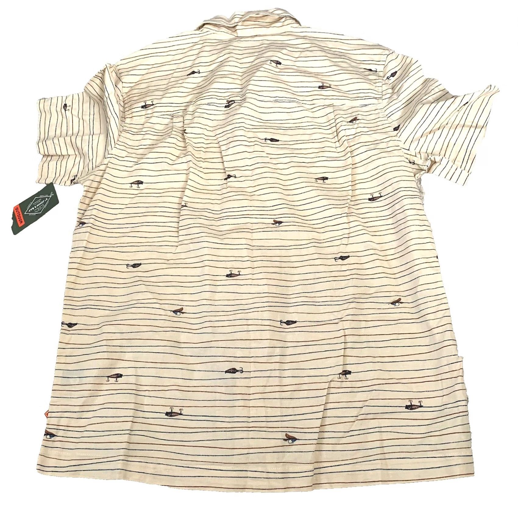 Vintage St Johns Bay Outdoor Camp Shirt Mens Medium Linen Blend Ivory Fishing Lures NEW Size US M / EU 48-50 / 2 - 5 Thumbnail