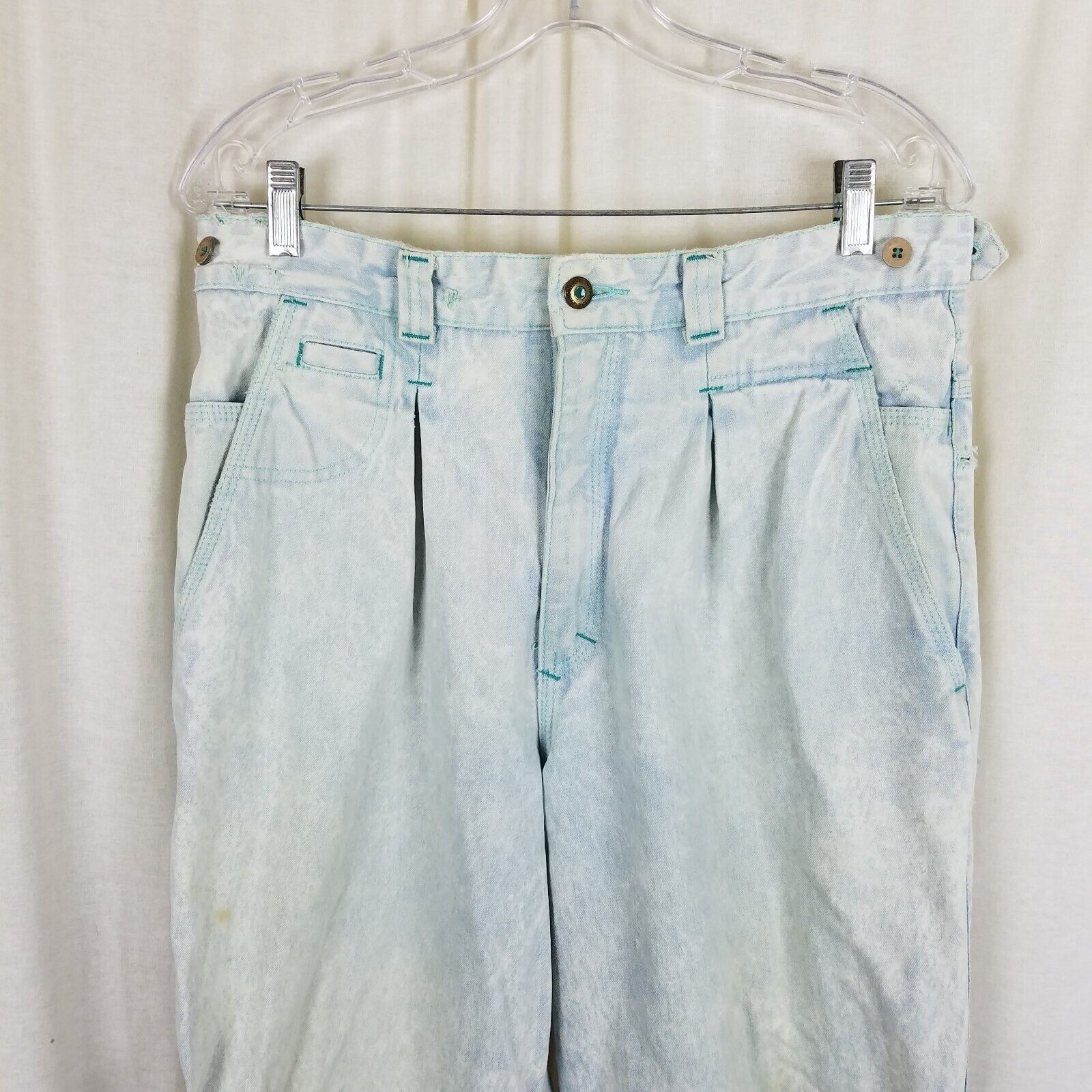 UNIONBAY Vtg UnionBay Buckle Back High Waist Acid Bleached Jeans Pant Size 33" - 3 Thumbnail