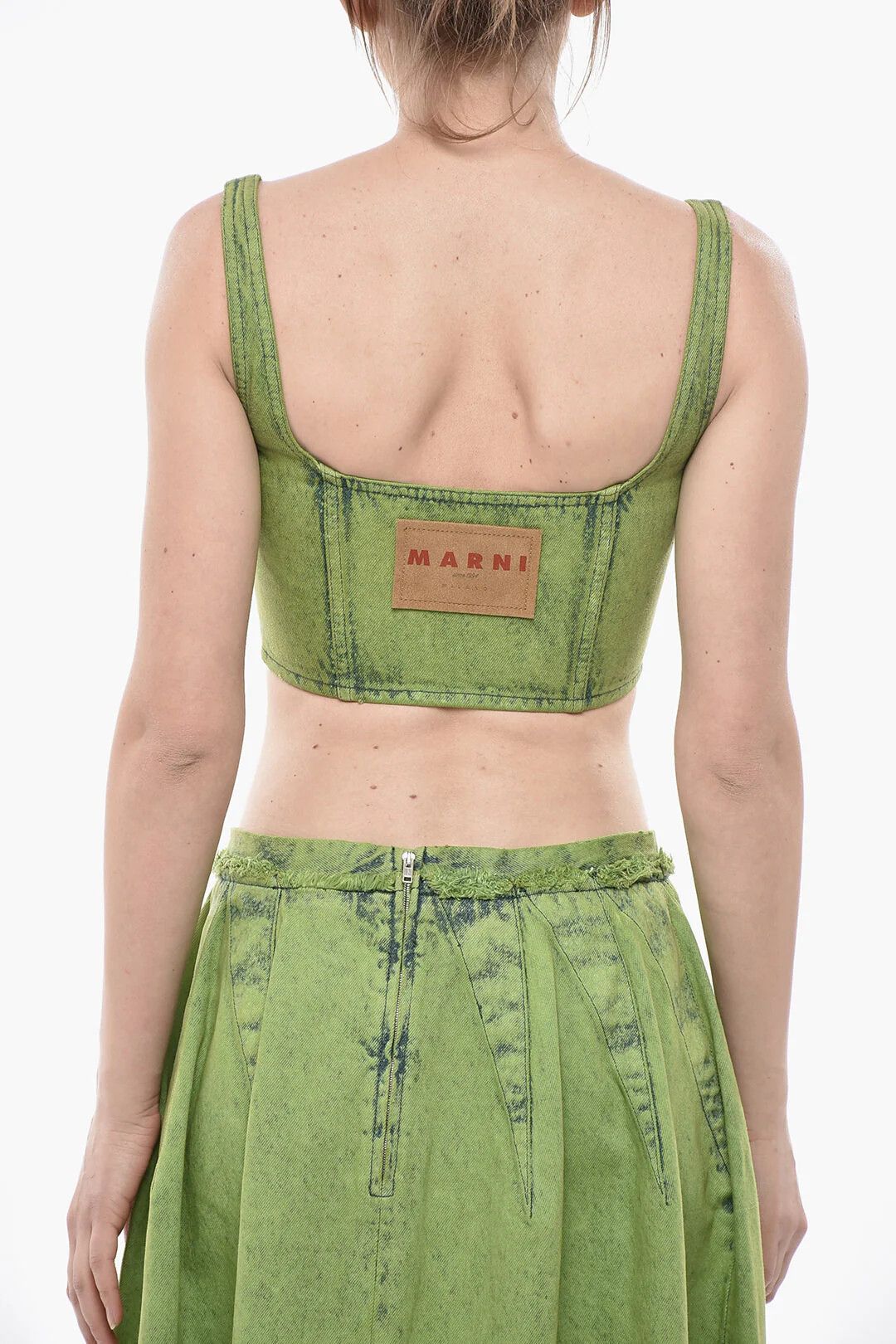 Marni og1mm0326 Denim Bustier Crop Top in Green Size S / US 4 / IT 40 - 2 Thumbnail
