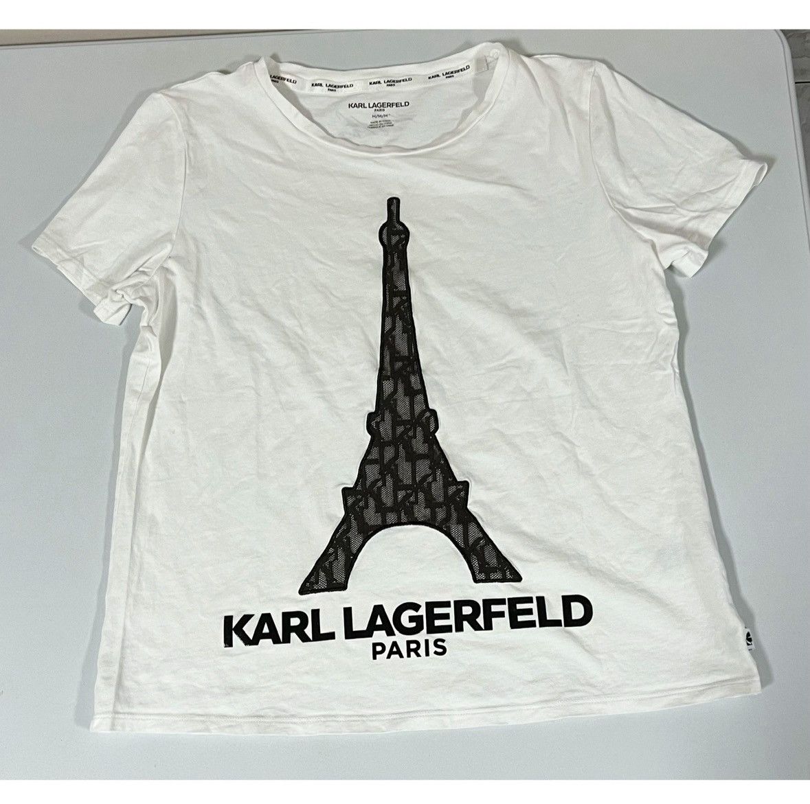 Karl Lagerfeld Karl Lagerfeld Eiffel Tower, Paris T-Shirt Top Tee Size M 🖤✨ Size US M / EU 48-50 / 2 - 2 Thumbnail