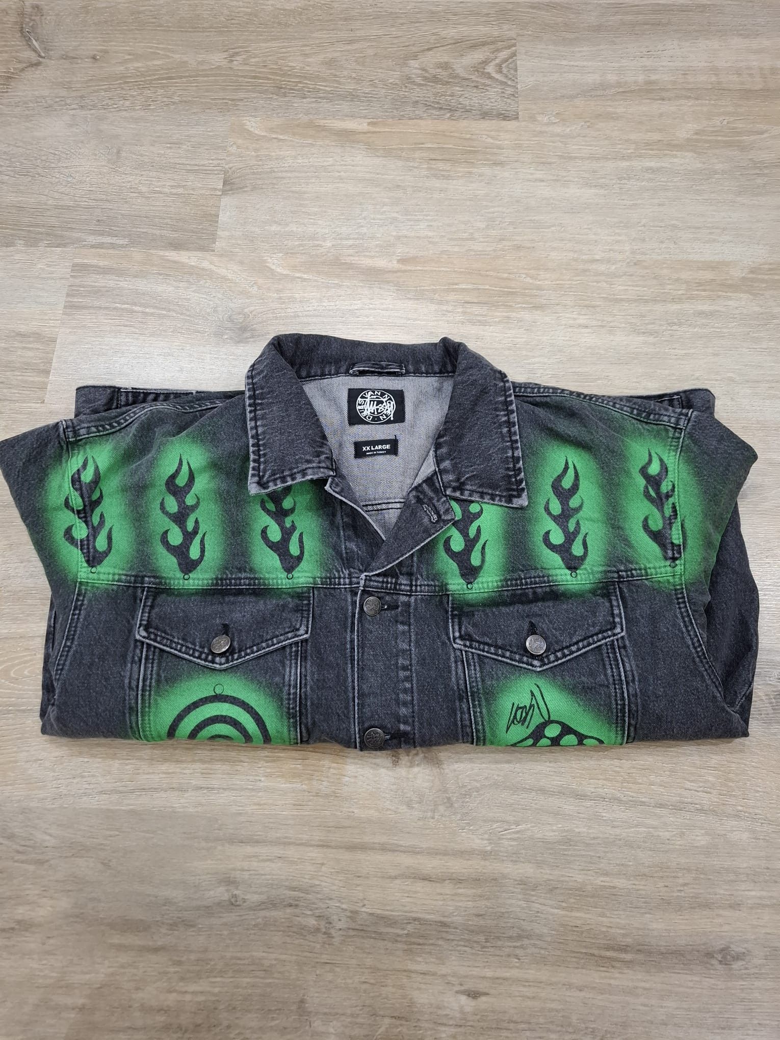 Dries Van Noten × Stussy Hand-Stencilled Denim Jacket Size US XXL / EU 58 / 5 - 15 Thumbnail