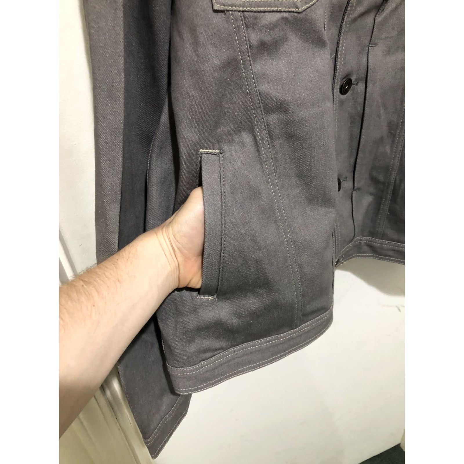 Denime VINTAGE Girbaud X Front 4XL Denim Jacket Gray Jeans Jacket - 90s Biker Hip Hop Front Streetwear Mens Jacket Size US 39 - 4 Thumbnail
