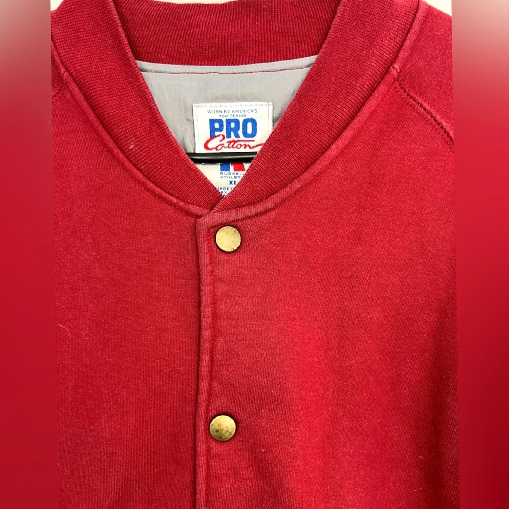 Russell Athletic VINTAGE Russell Athletic Jacket Mens XL Red 90s Pro Cotton Button Maroon Size RARE USA Size US XL / EU 56 / 4 - 5 Thumbnail