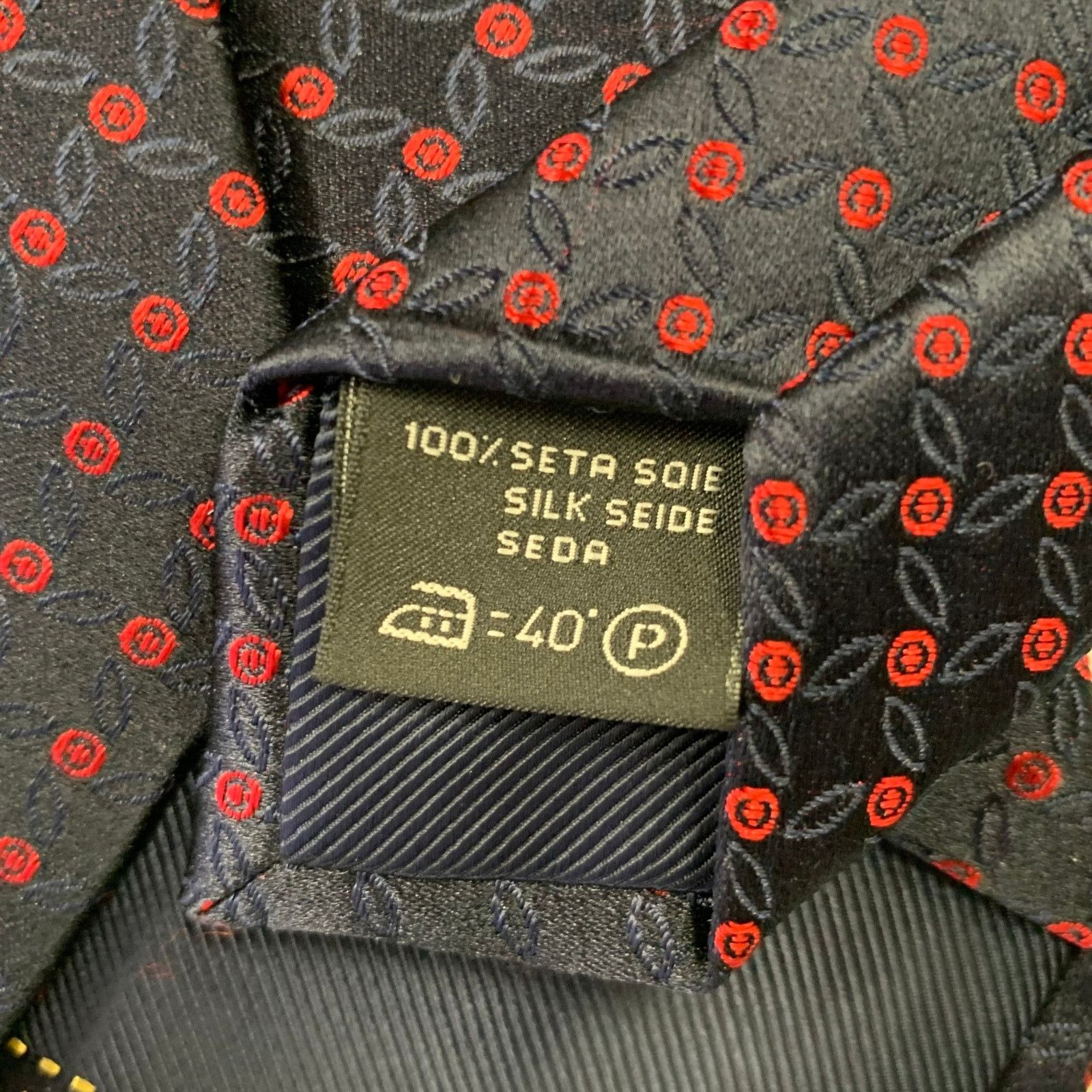 Ermenegildo Zegna ERMENEGILDO ZEGNA Navy Red Dots Silk Tie Size ONE SIZE - 3 Thumbnail