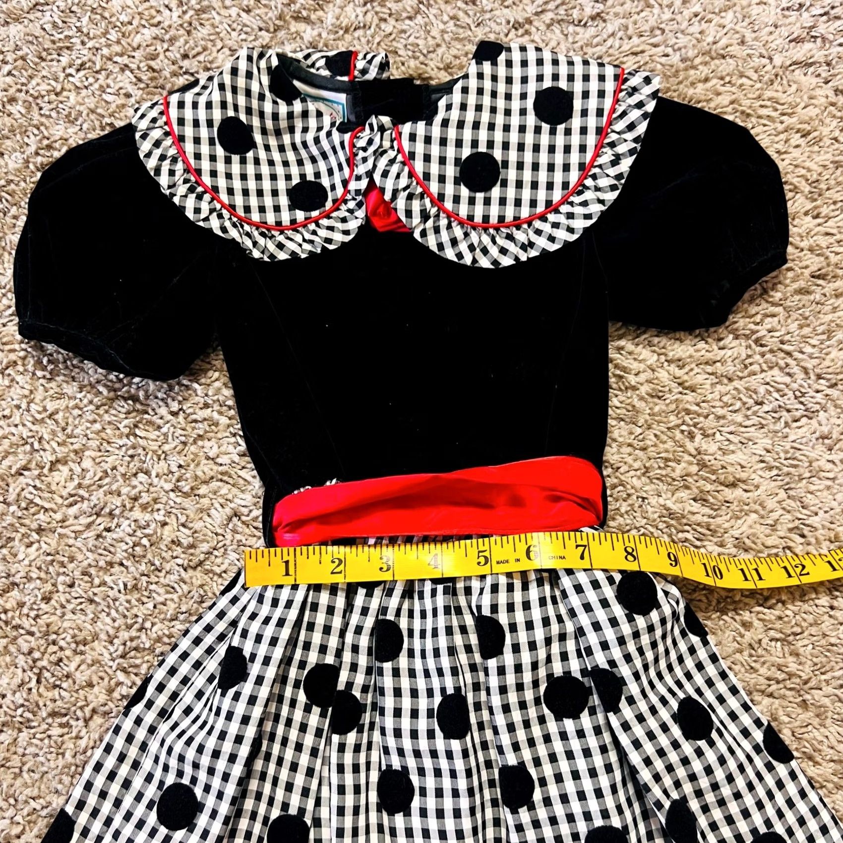 Vintage VINTAGE Girls Atlanta Black White Red Polka Dots Rose Formal Dress 5T Size ONE SIZE - 2 Thumbnail