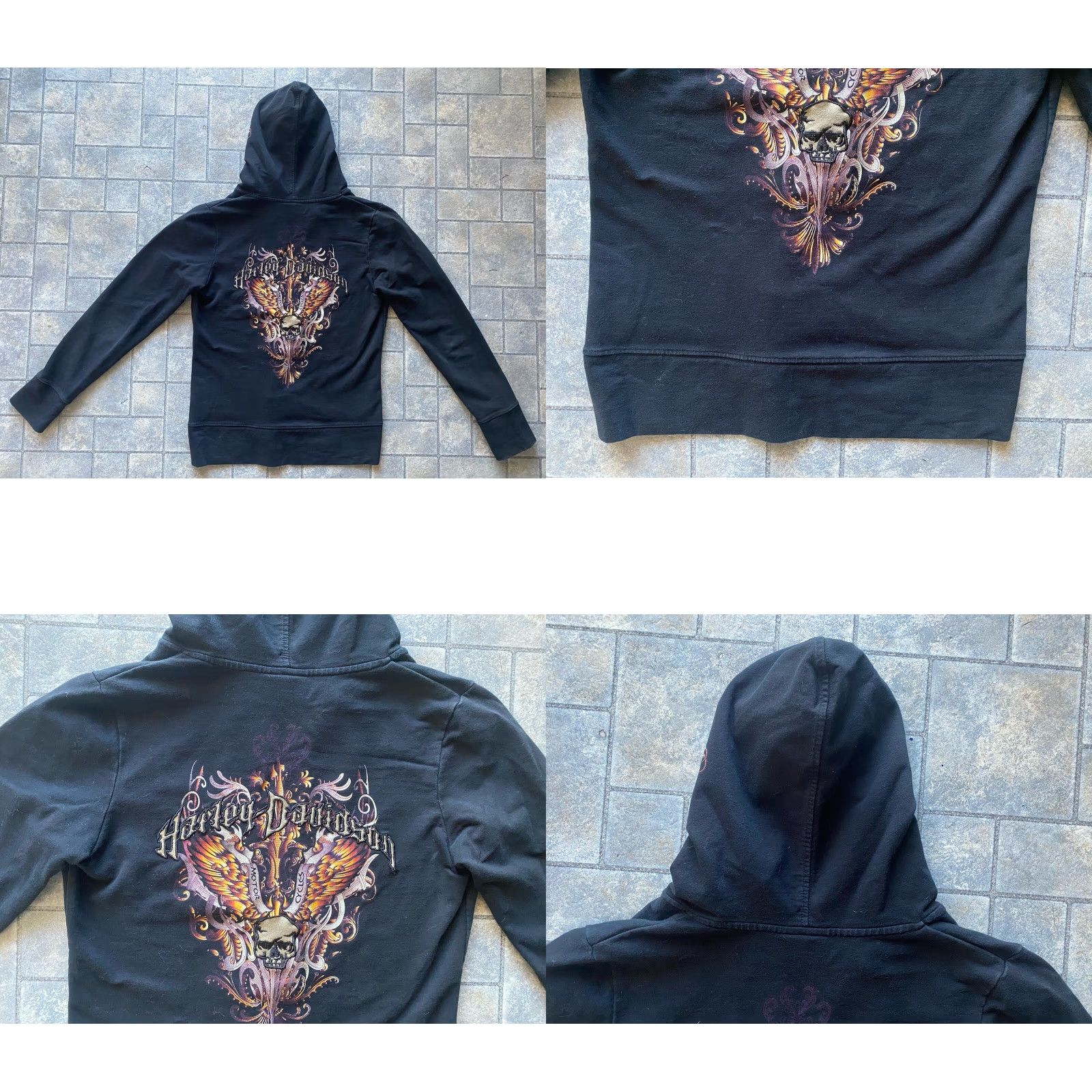 Harley Davidson Harley-Davidson Women’s Hoodie Sweatshirt M Black Skull Pullover Hoodie Sweatshirt Women’s M Black Skull Motorcycle Logo Biker Size M / US 6-8 / IT 42-44 - 9 Thumbnail