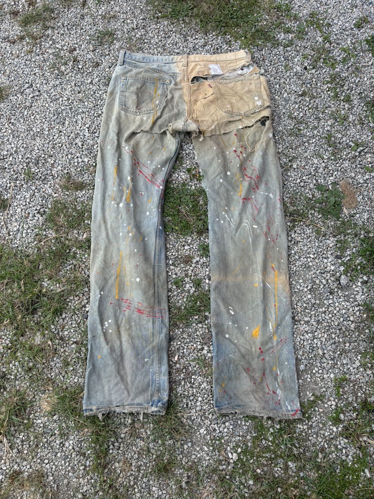 Levi's 🔥LEVIS 501🇺🇸 MADE IN USA THRASHED DISTRESS RIPPED DENIM Size US 36 / EU 52 - 5 Thumbnail