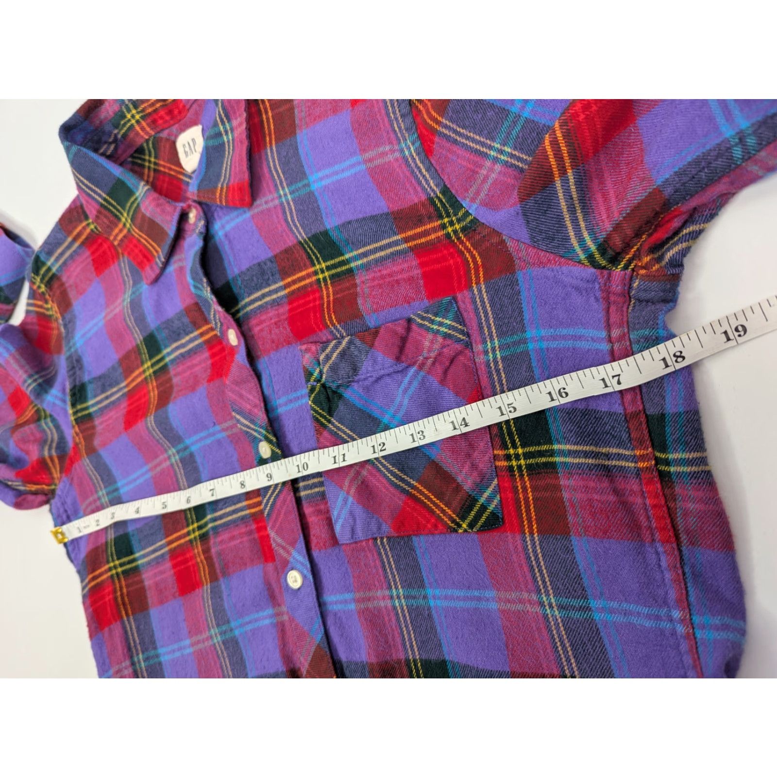 Gap GAP Plaid Shirt Purple Flannel Button-Up Long Sleeve Size Medium Women Casual, Travel Basic Lightweight Cotton Blend Autumn Spring Winter Size M / US 6-8 / IT 42-44 - 6 Thumbnail
