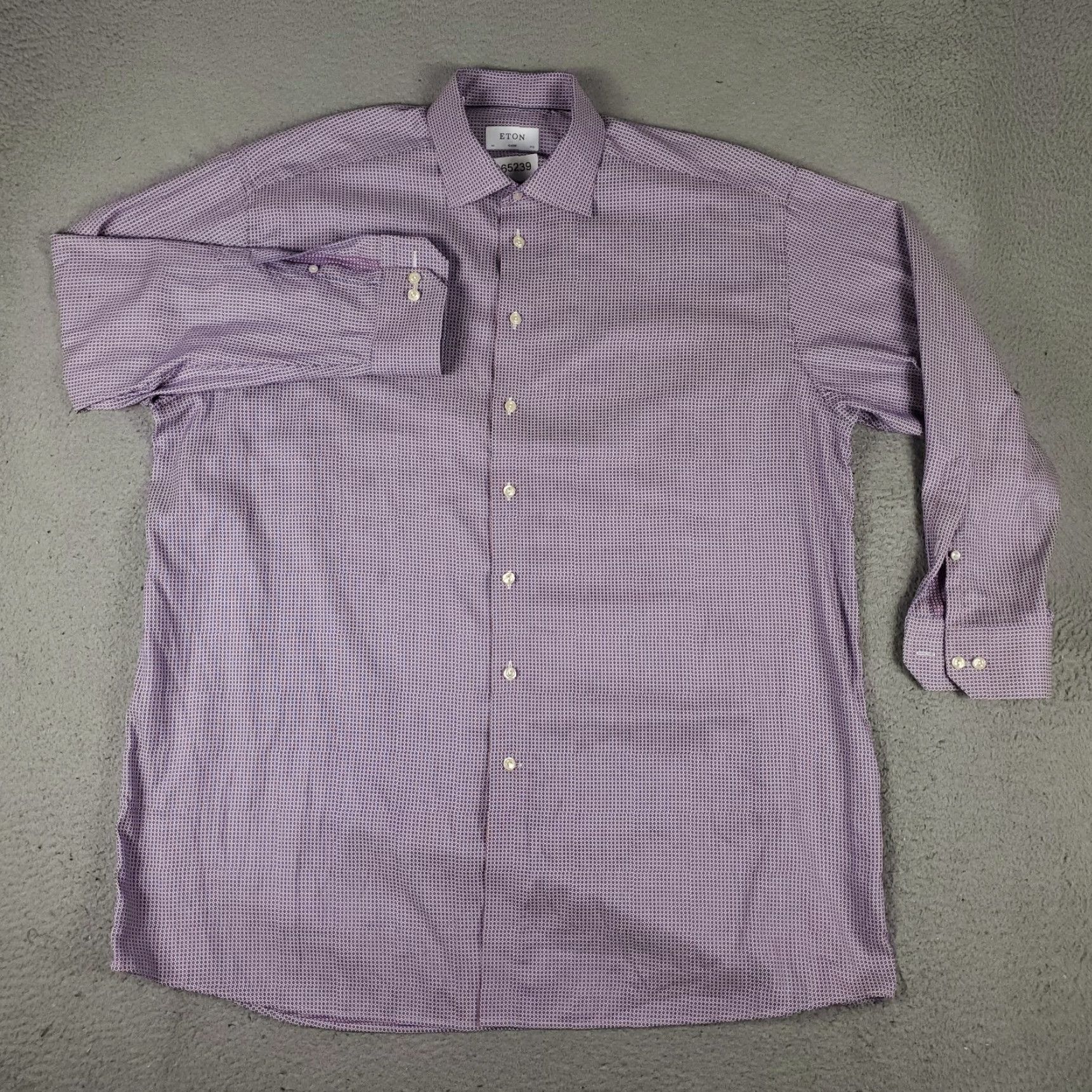 Eton Eton Shirt Mens Size 17.5 44 Red Blue Tall Classic Dress Button Up Long Sleeve Size 46R - 2 Thumbnail