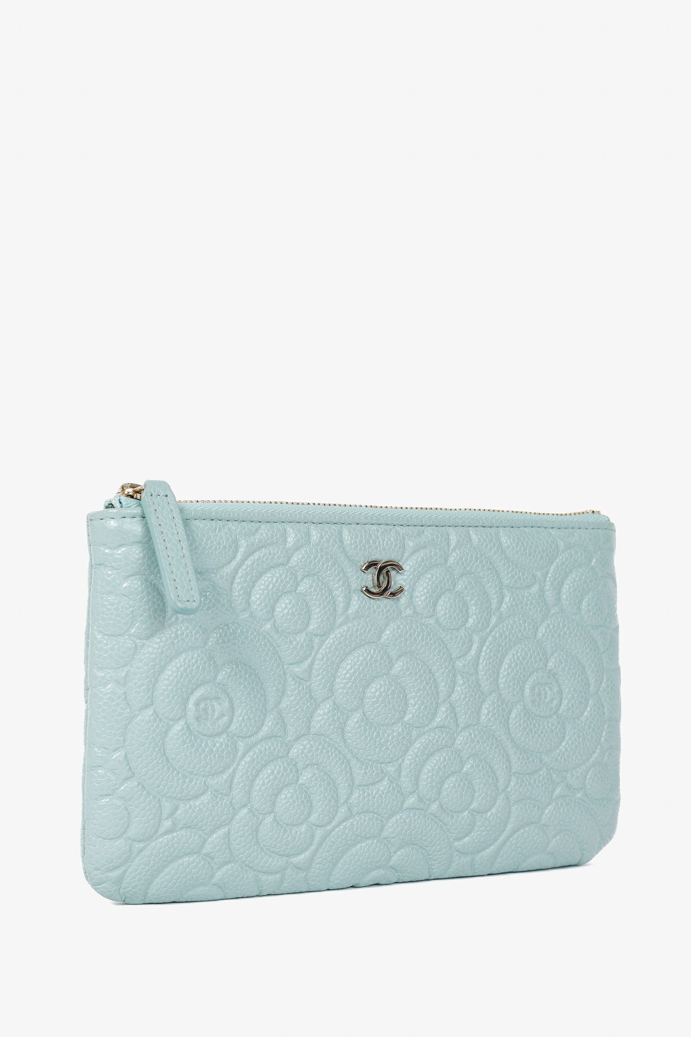 Chanel Chanel Light Blue Caviar Camellia-Embossed Small O-Case Size ONE SIZE - 2 Thumbnail