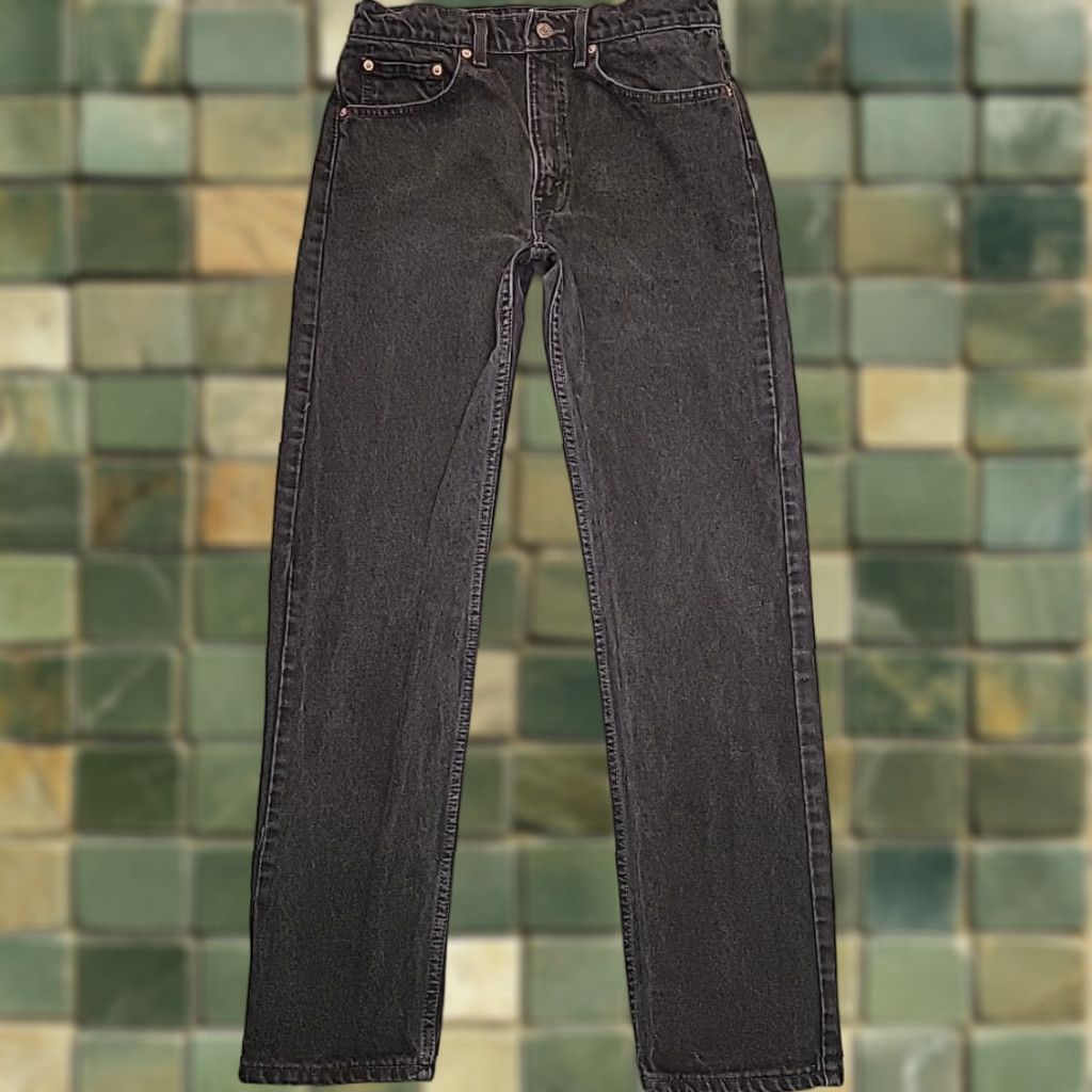 Levi's VINTAGE Levi's 505 Jeans Mens 33x32 Black Denim Straight Leg Made In USA 90s Mens Jeans Black Denim Straight 505 Vintage Levi's Size US 33 - 1 Thumbnail