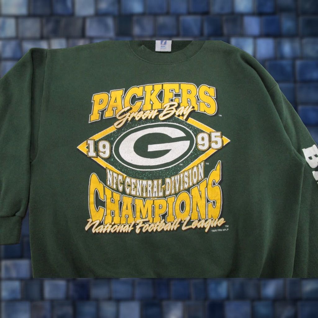 Logo 7 VINTAGE Green Bay Packers NFC Champions Sweatshirt XL Men Crew Neck Pullover Hooded Football All Seasons Defects Read Size US XL / EU 56 / 4 - 1 Thumbnail