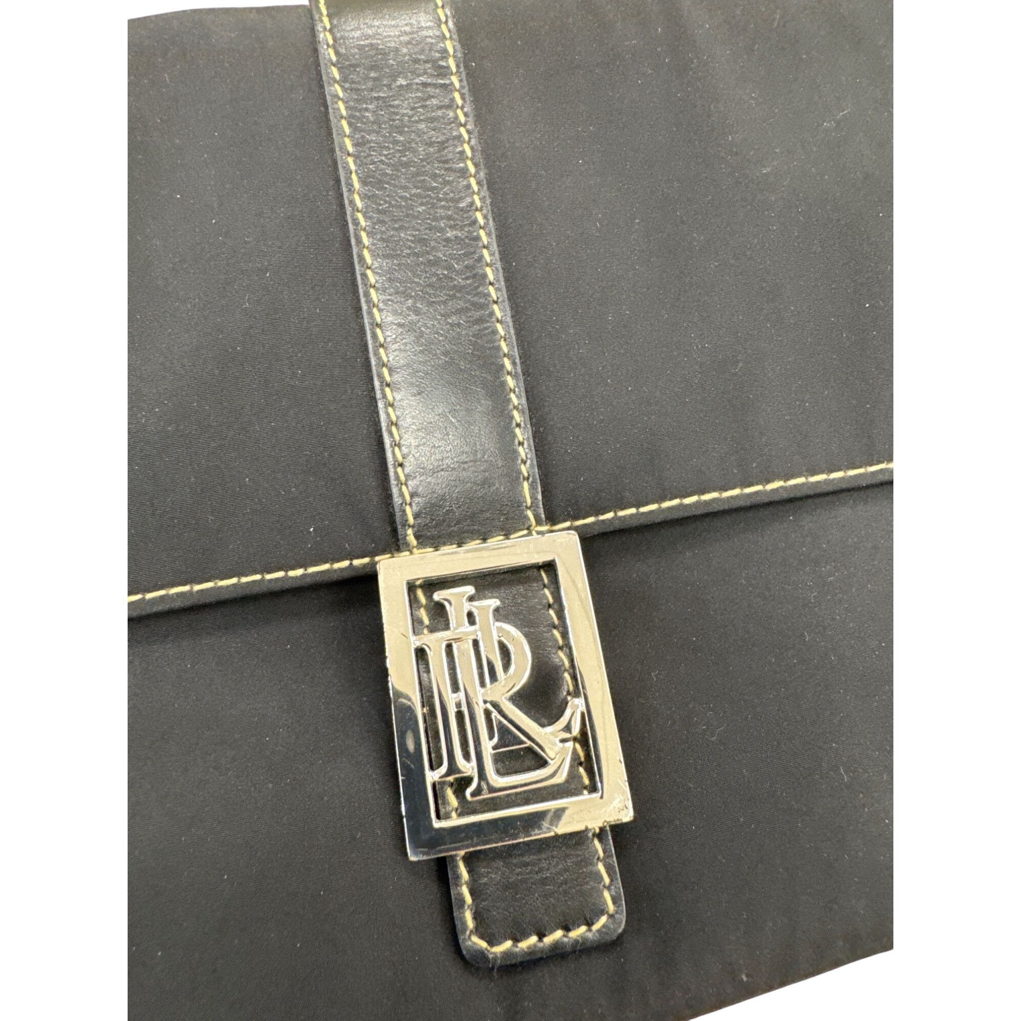 Lauren Ralph Lauren Lauren Ralph Lauren Womens Black Canvas Handbag Purse 7x11 S Size ONE SIZE - 2 Thumbnail