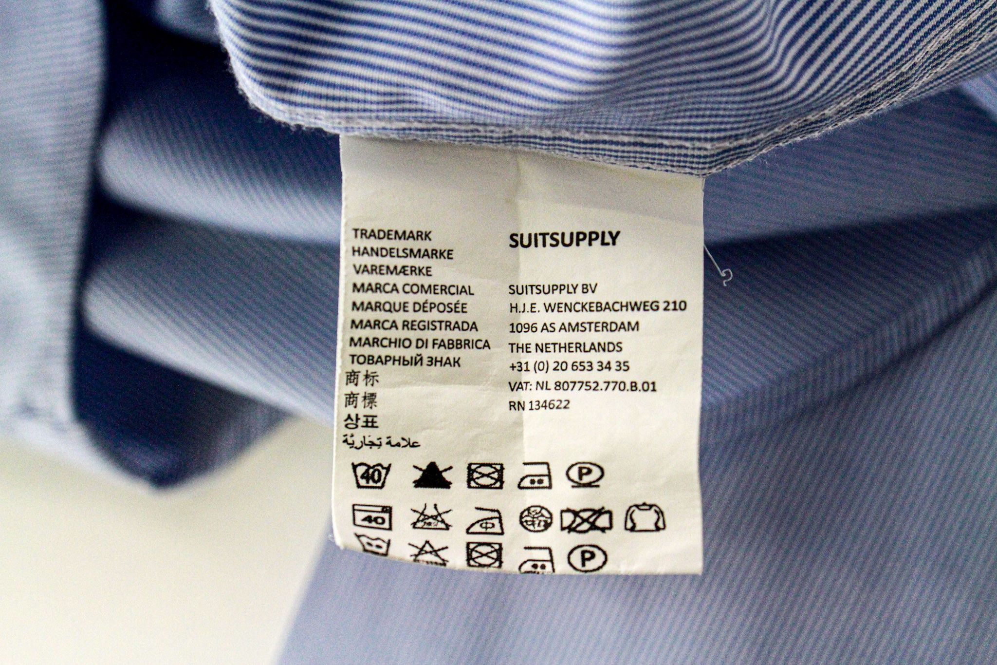 Suitsupply 43/17 Extra Slim Blue Cotton Stripe 72766 Size 44R - 6 Thumbnail