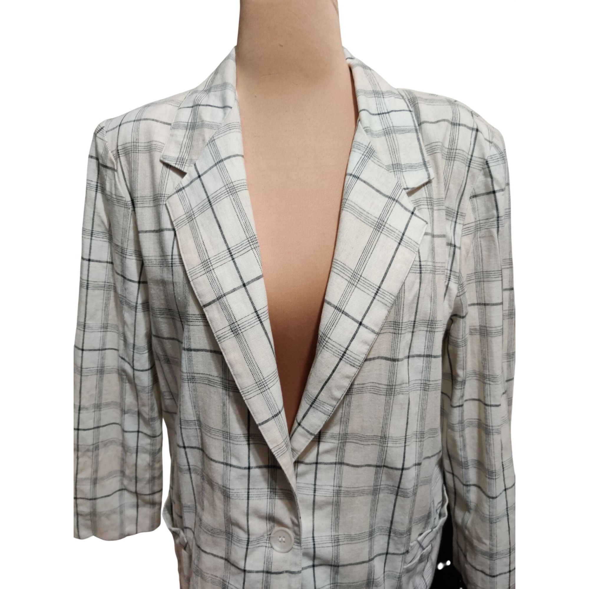Vintage Vintage Plaid Blazer Size 14 Linen Cotton USA Union Made Jac Size XL / US 12-14 / IT 48-50 - 7 Thumbnail