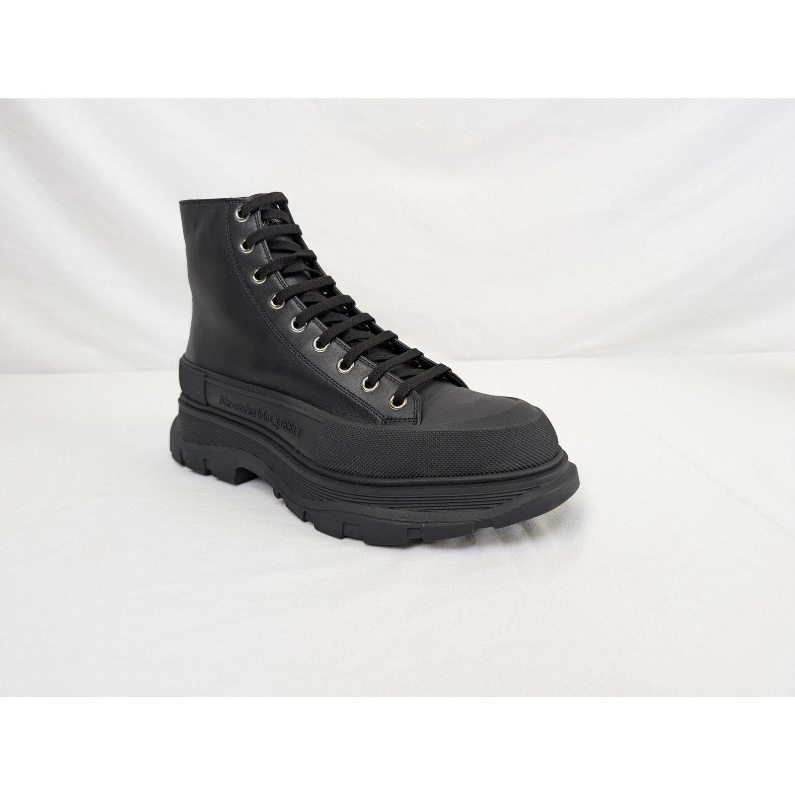 Alexander McQueen o1rshd1 Pelle S.Gomma Boots in Black/Silver Size US 13 / EU 46 - 2 Thumbnail