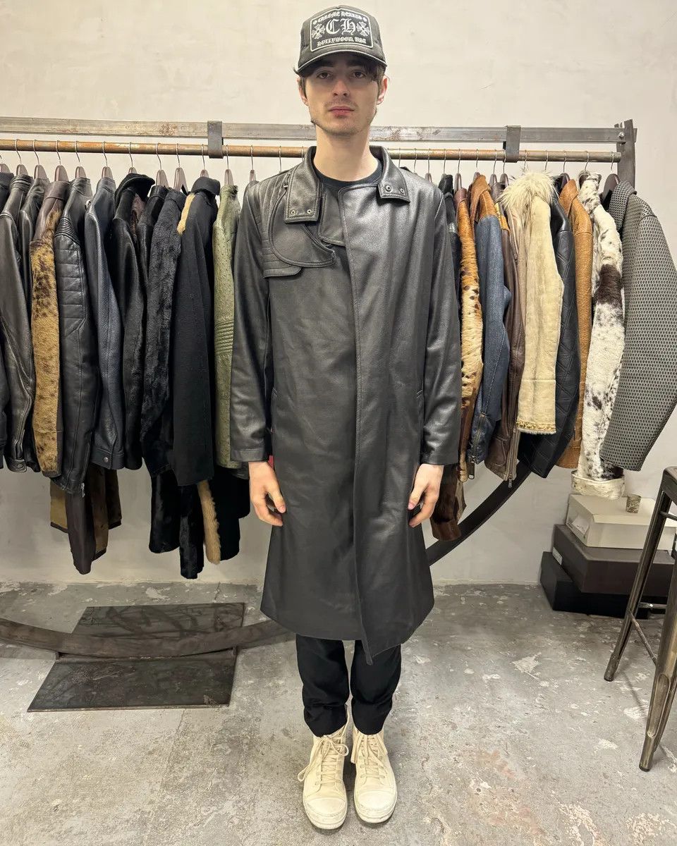Balmain × Designer × Vintage 2000s Balmain Avant-Garde Black Vegan Leather Trench Coat Size US M / EU 48-50 / 2 - 2 Thumbnail