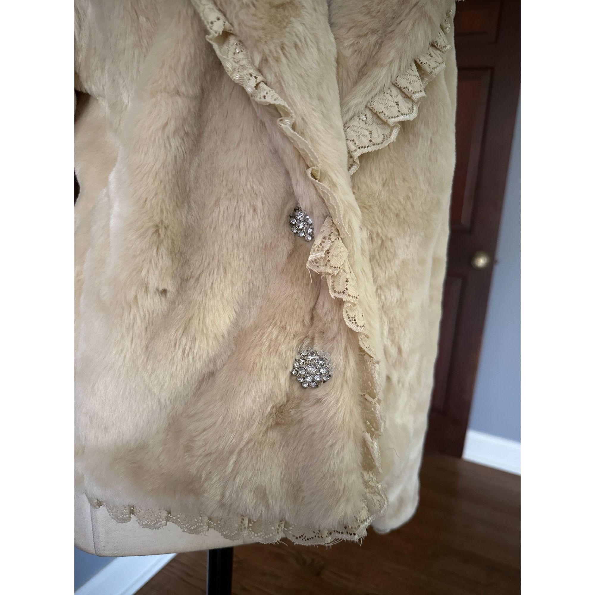 Black Rivet Cream Black Rivet formal festival Jacket Faux fur cream jack Size L / US 10 / IT 46 - 8 Thumbnail