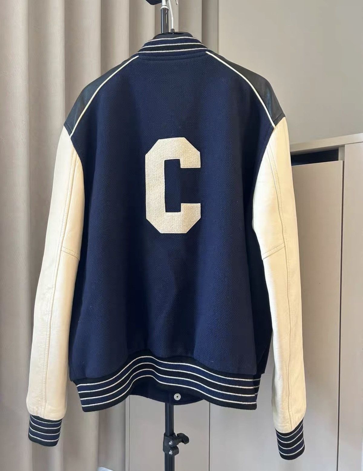 Celine Celine Retro C-Letter Spliced Leather Varsity Jacket Size US L / EU 52-54 / 3 - 3 Thumbnail