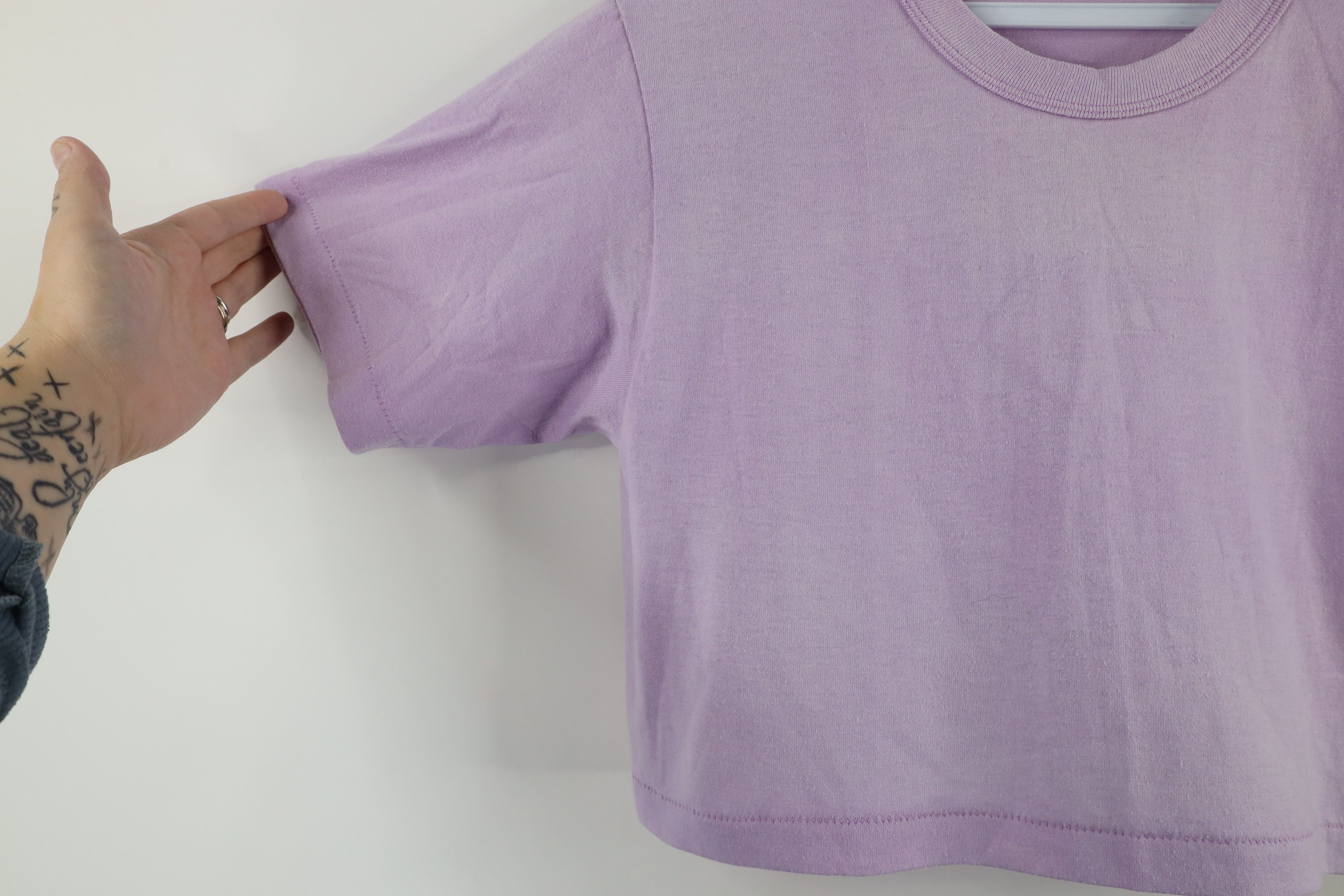 Vintage Vintage 70s Streetwear Blank Cropped T-Shirt Purple USA Size M / US 6-8 / IT 42-44 - 4 Thumbnail