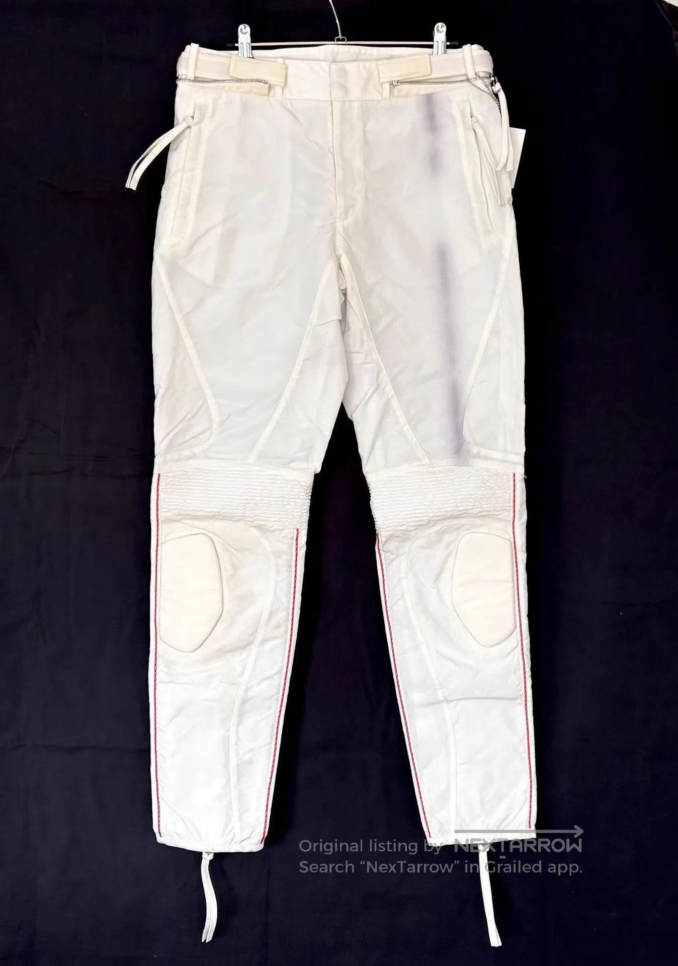KANGHYUK White Casual Pants w/ Knee Patches & Red Stitching. Size US 34 / EU 50 - 1 Thumbnail