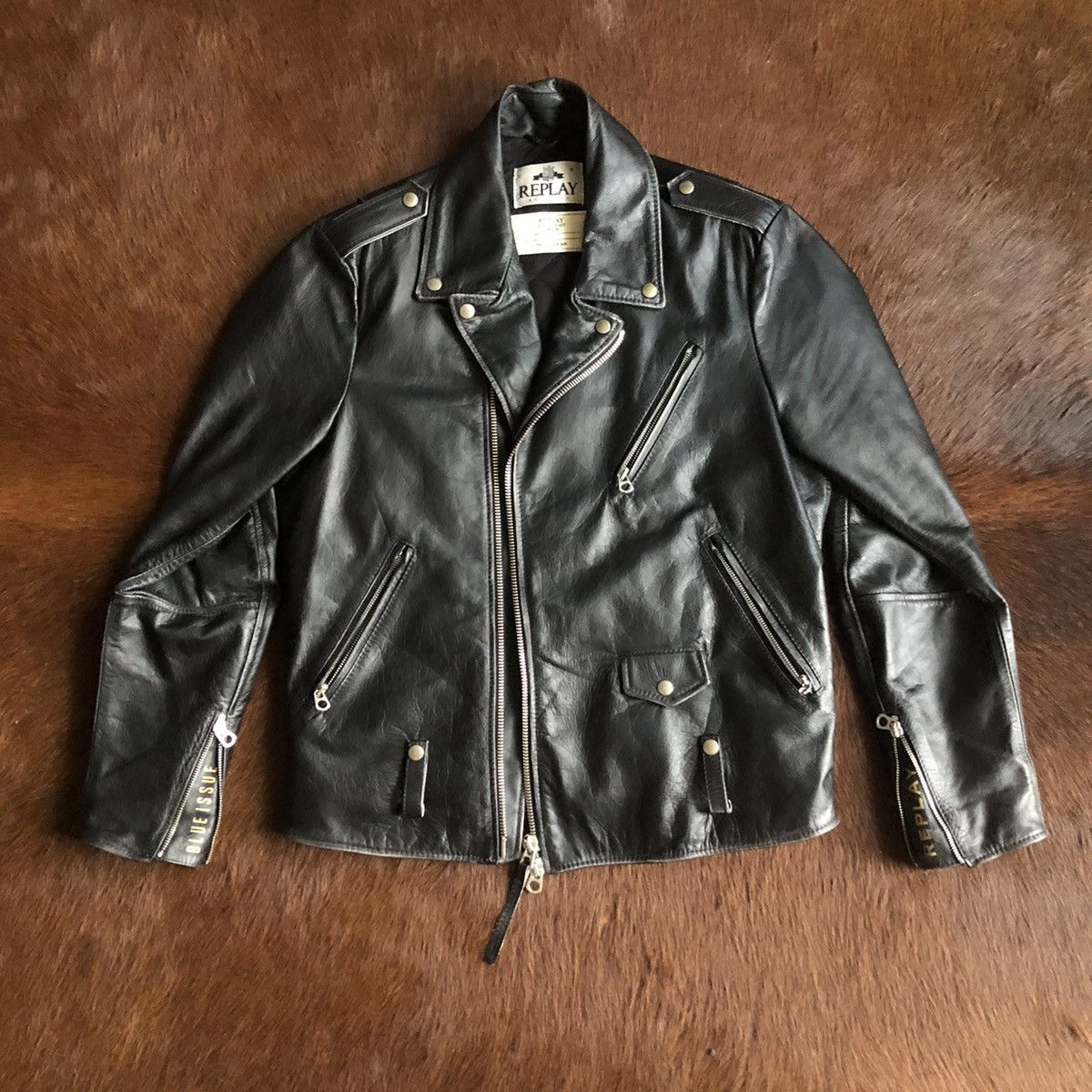Replay Replay Blue Issue Leather Jacket Size US M / EU 48-50 / 2 - 1 Thumbnail