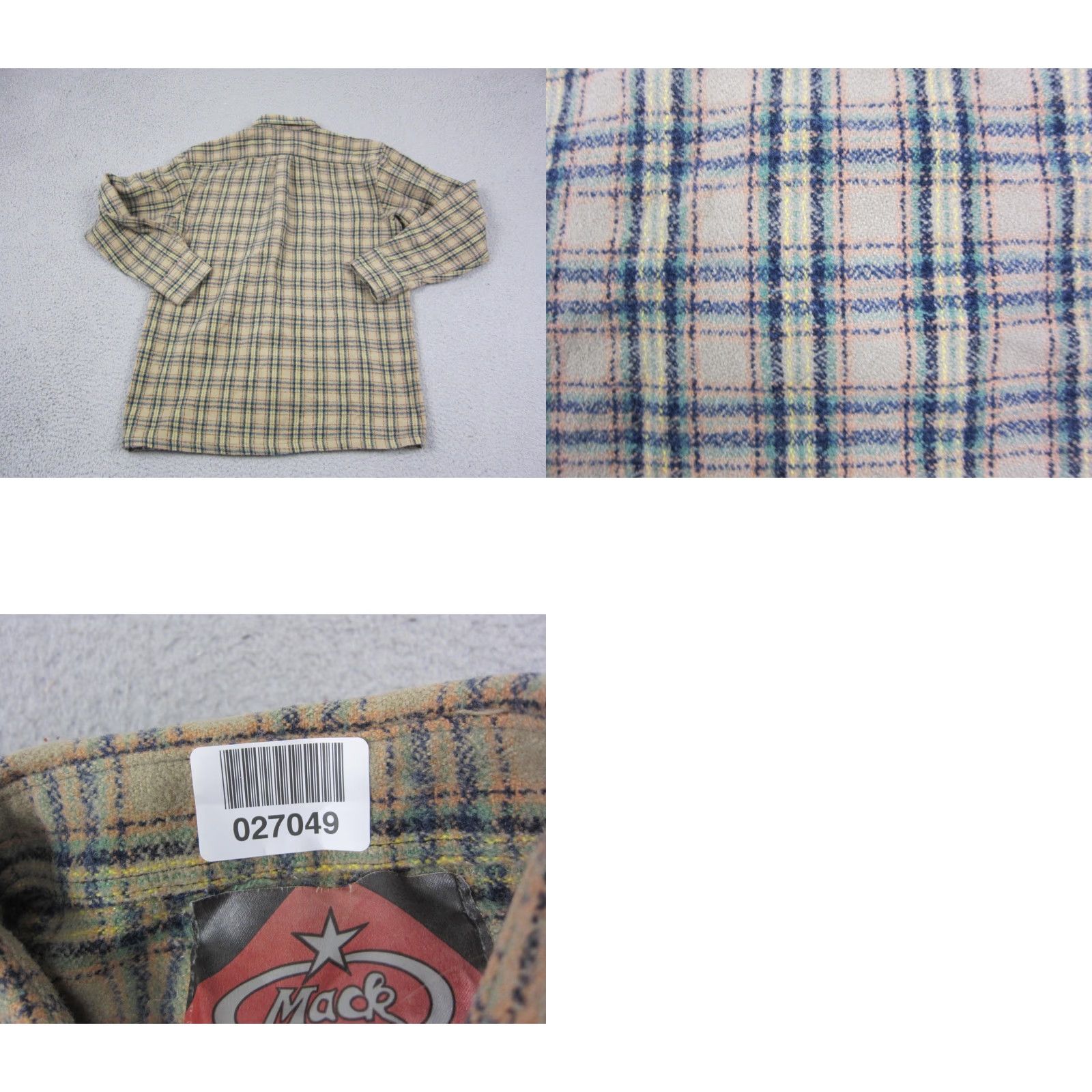 Vintage Mack Shirt Button-Up Plaid Flannel Beige Brown 90s Vintage Adult Medium Mens Shirt Size US M / EU 48-50 / 2 - 9 Thumbnail