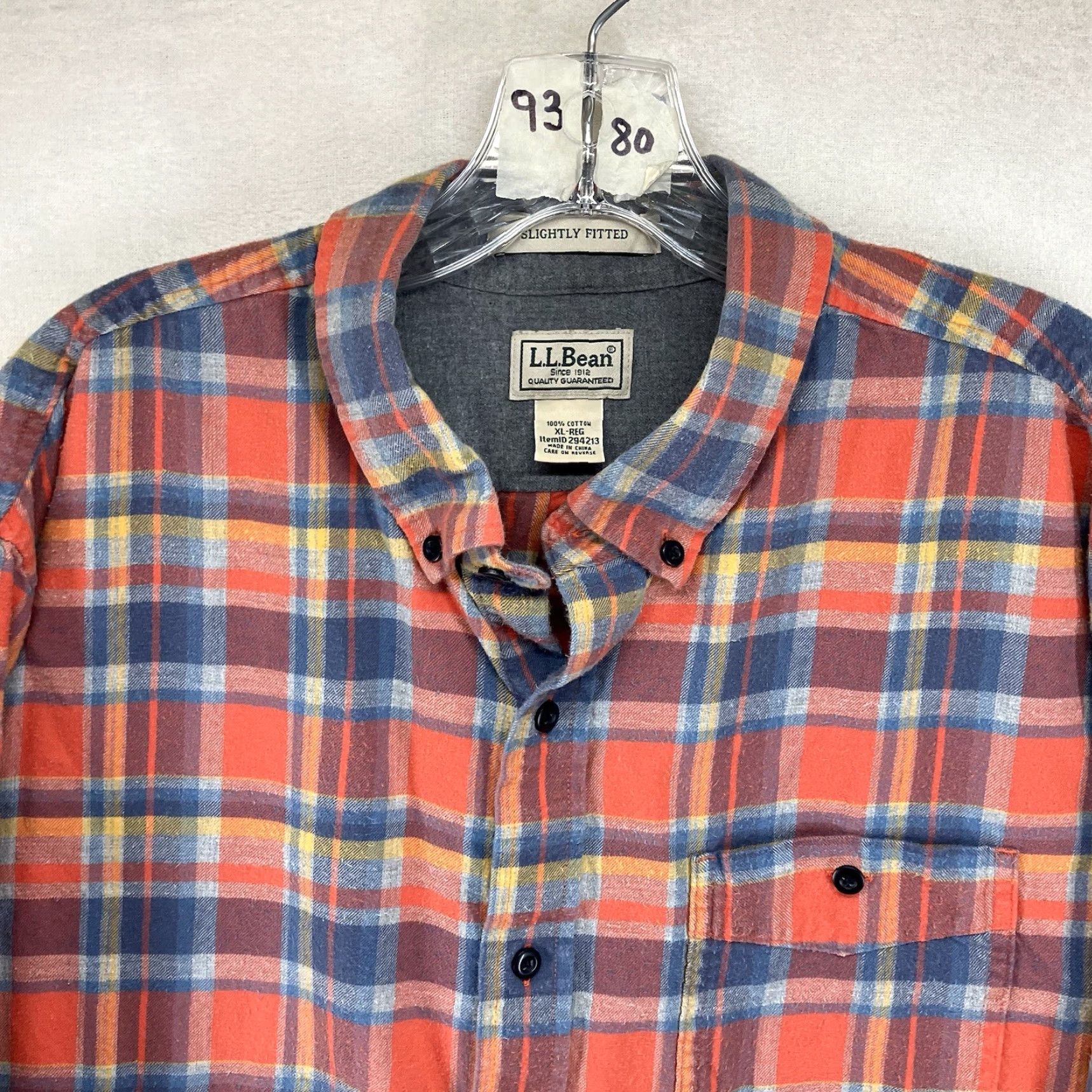 Vintage L.L.Bean Button-Up Shirt Men’s XL Orange Plaid Flannel Long Sleeve Casual Size US XL / EU 56 / 4 - 4 Thumbnail