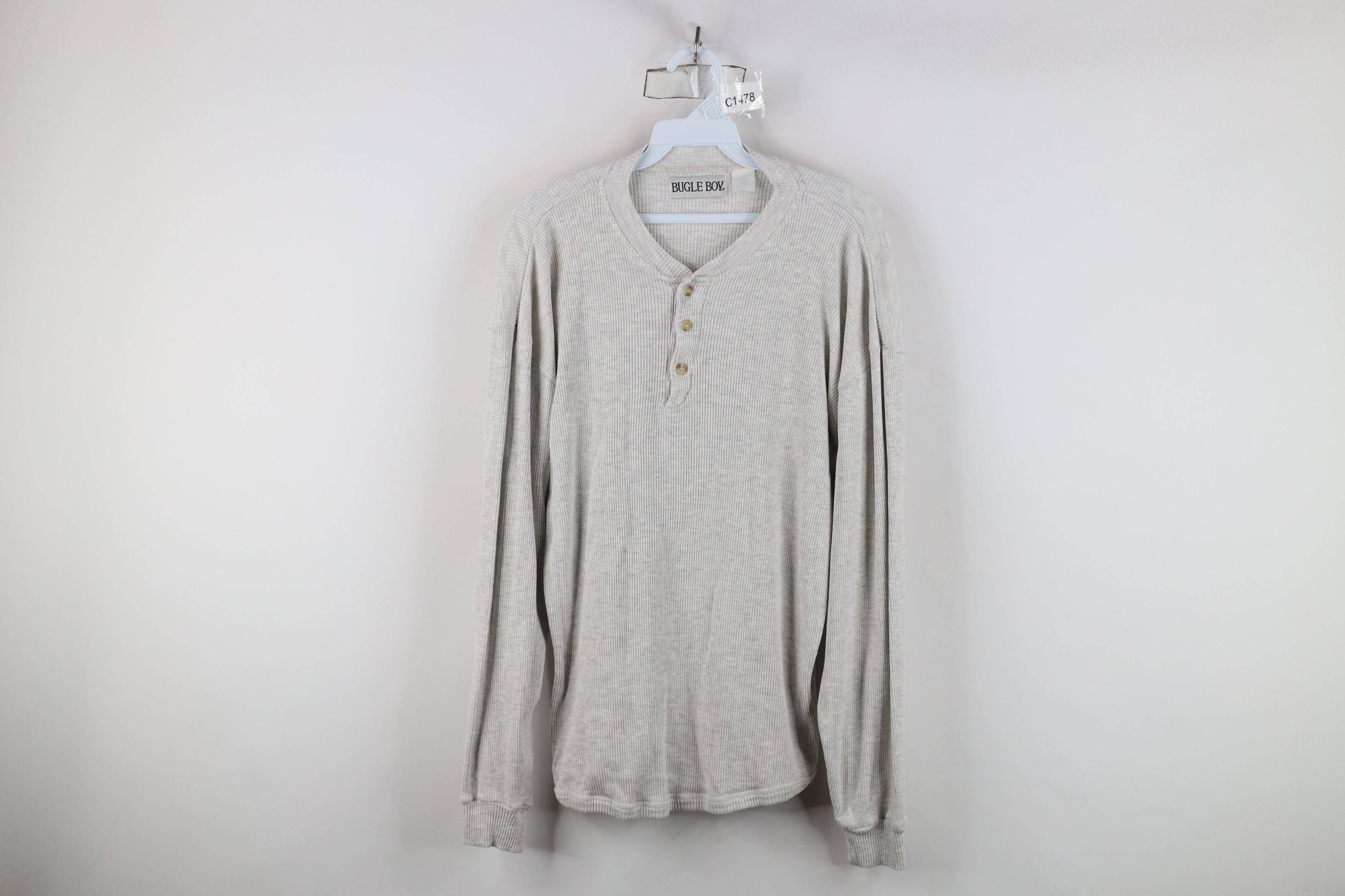 Vintage Vintage 90s Streetwear Knit Long Sleeve Henley T-Shirt Size US M / EU 48-50 / 2 - 1 Thumbnail